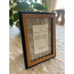 Philip Whitney Photo Picture Frame Solid Wood Black Natural Wood Holds 5x7 Print